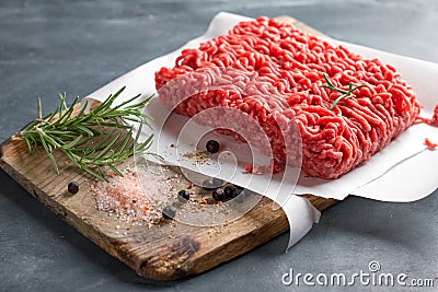 Minced meat on butcher pape Stock Photo