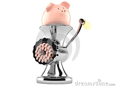 Mincer with piggy bank Stock Photo