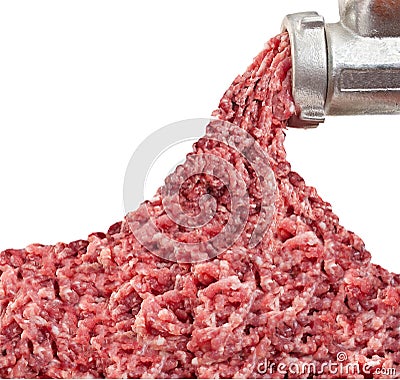 Mincer and a pile of chopped meat Stock Photo