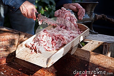 Mincer at work Stock Photo