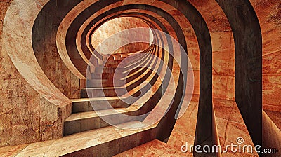 Mind-bending optical illusion steps pattern, infinite descending impossible staircase, paradoxical architecture Stock Photo
