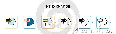 Mind charge vector icon in 6 different modern styles. Black, two colored mind charge icons designed in filled, outline, line and Vector Illustration