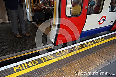 Mind the gap in London Metro Editorial Stock Photo
