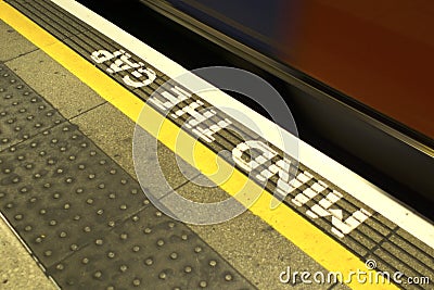 Mind the gap, London underground Editorial Stock Photo