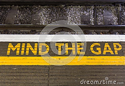 Mind the gap sign Editorial Stock Photo