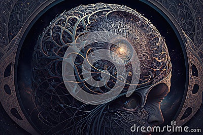 mind of god, with view of intricate and complex neural network, representing the mind in its totality Stock Photo
