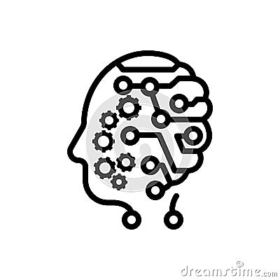 Black line icon for Mind, headpiece and sense Vector Illustration