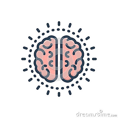 Color illustration icon for Mind, sense and brain Cartoon Illustration