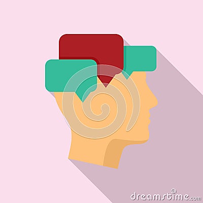 Mind mental chats icon, flat style Vector Illustration