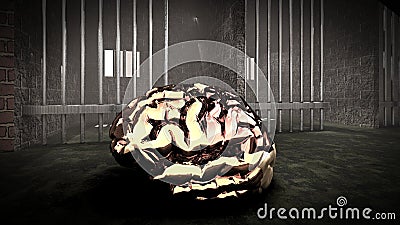 The mind of monster inside prison cell 3d rendering Stock Photo