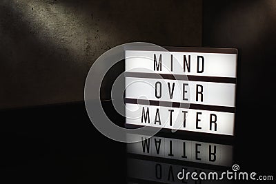 Mind over matter motivational message Stock Photo