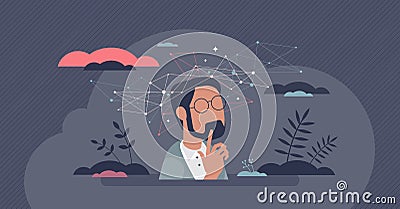 Mind psychology and mental development for logic skills tiny person concept Vector Illustration