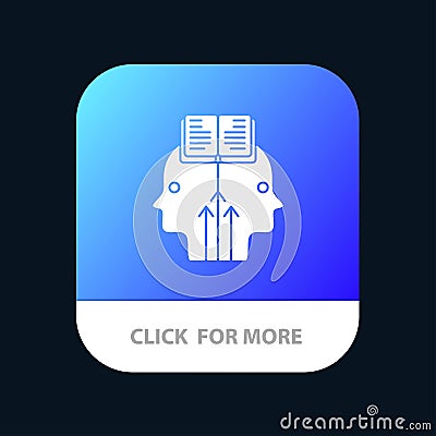 Mind, Reading, Programming, Man Mobile App Button. Android and IOS Glyph Version Vector Illustration