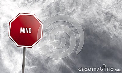 Mind - red sign with clouds in background Stock Photo