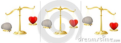 Mind Soul Balance Scale Heart Brains Weight Vector Illustration