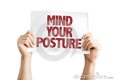 Mind Your Posture card isolated on white Stock Photo