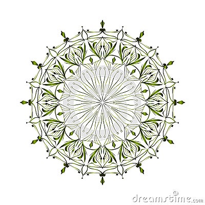 Mindful meditation olive color islamic circle mandala desing, pleasure mandal templeae for your body and mind Vector Illustration