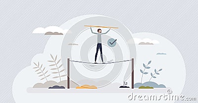 Mindfulness as mental mind peace, balance and wellness tiny person concept Vector Illustration