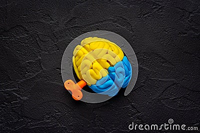 Mindfulness concept. Brain model with key as symbol of mental power Stock Photo