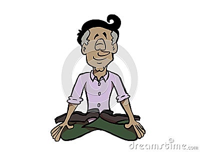 Latin man practicing mindfulness or meditating Vector Illustration