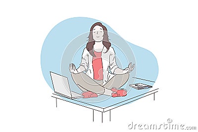 Mindfulness, meditation, mental health concept. Vector Illustration