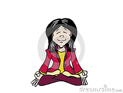 Young Asian woman practicing mindfulness - Ji Vector Illustration