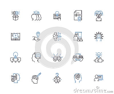 Mindset outline icons collection. Mental attitude, Outlook, Perspective, Perspective, Notion, Attitude, Viewpoint vector Vector Illustration