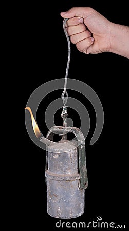 Mine carbide lamp Stock Photo