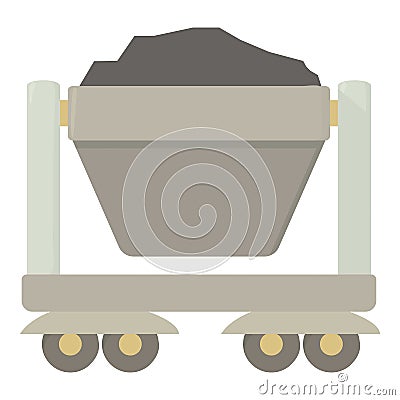 Mine cart icon, cartoon style Vector Illustration