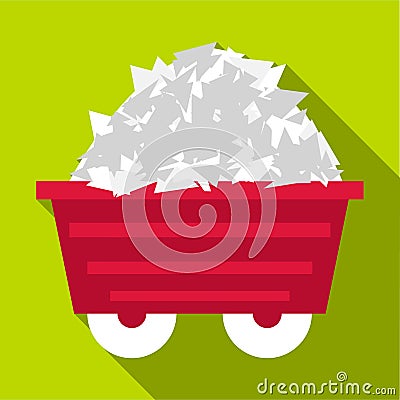 Mine cart icon, flat style Vector Illustration