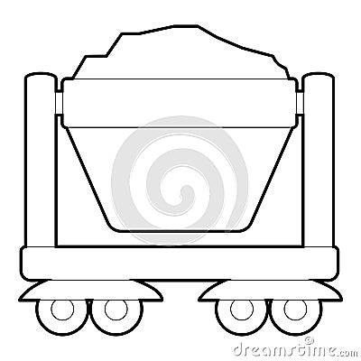 Mine cart icon, outline style Vector Illustration