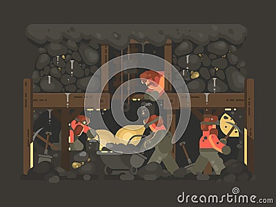 Mine for gold mining Cartoon Illustration