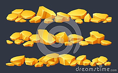 Mine gold nugget pile game treasure vector icon Cartoon Illustration