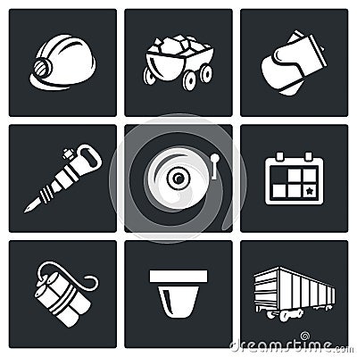 Mine icons. Vector Illustration. Stock Photo