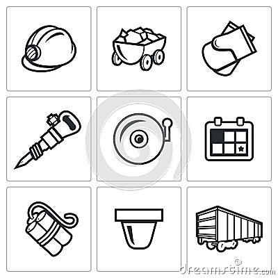 Mine icons. Vector Illustration. Stock Photo