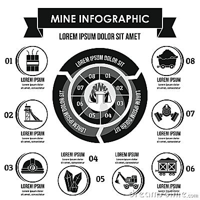 Mine infographic concept, simple style Vector Illustration