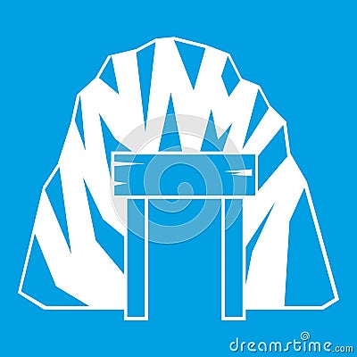 Mine in mountain icon white Vector Illustration