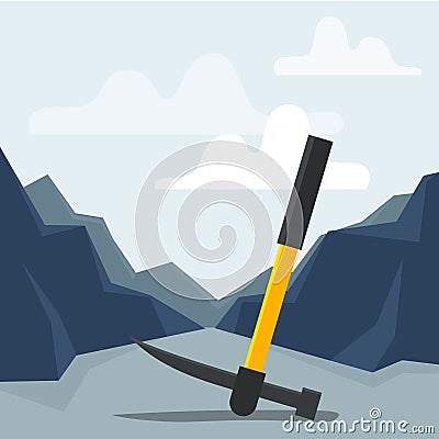 Mine pickaxe flat style. Vector Illustration