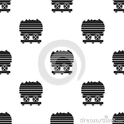 Minecart icon in black style isolated on white background. Mine pattern stock vector illustration. Vector Illustration