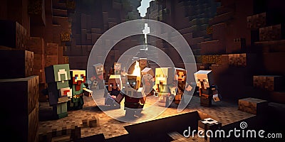 Minecraft Dungeons RPG dungeon-crawler adventure one generative AI Stock Photo