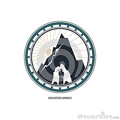 Miner against Mountains, Design Element Vector Illustration