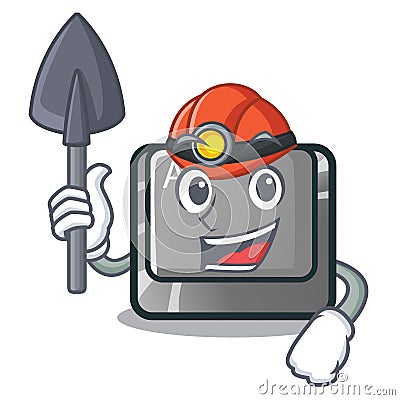 Miner alt character button attached the keyboard Vector Illustration