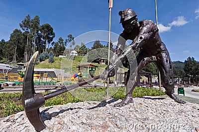 Miner Bronze Statue Zipaquira Salt Mines Colombia Stock Photo