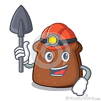 Miner brown bread mascot cartoon Vector Illustration