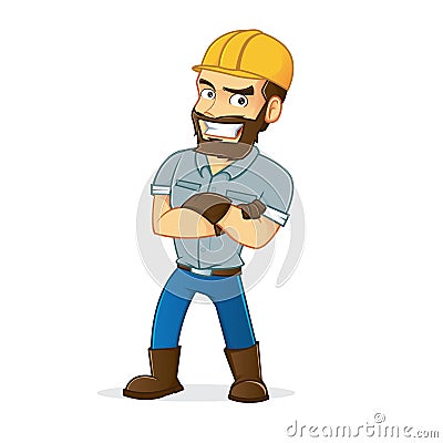 Miner folding hands Vector Illustration