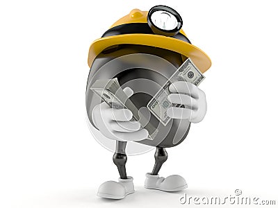 Miner character counting money Stock Photo