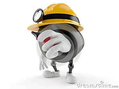 Miner character with marker Stock Photo