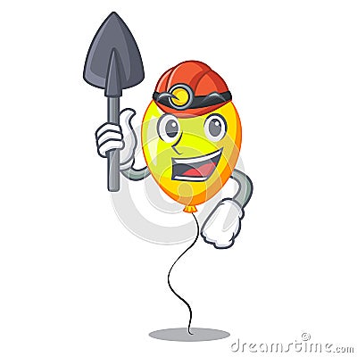Miner character yellow balloon ticket on holiday Vector Illustration