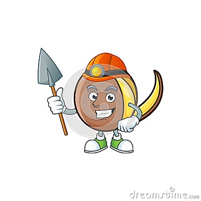 Miner cute bambangan fruit in cartoon mascot Vector Illustration