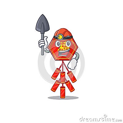 Miner cute chinese firecracker character the smiley Vector Illustration